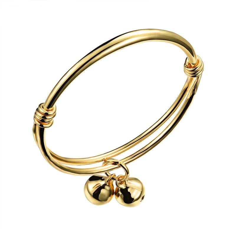 Anak-anak Anak-anak Baby Adjustable 18 K Berlapis Emas Bell Gelang Gelang-Internasional