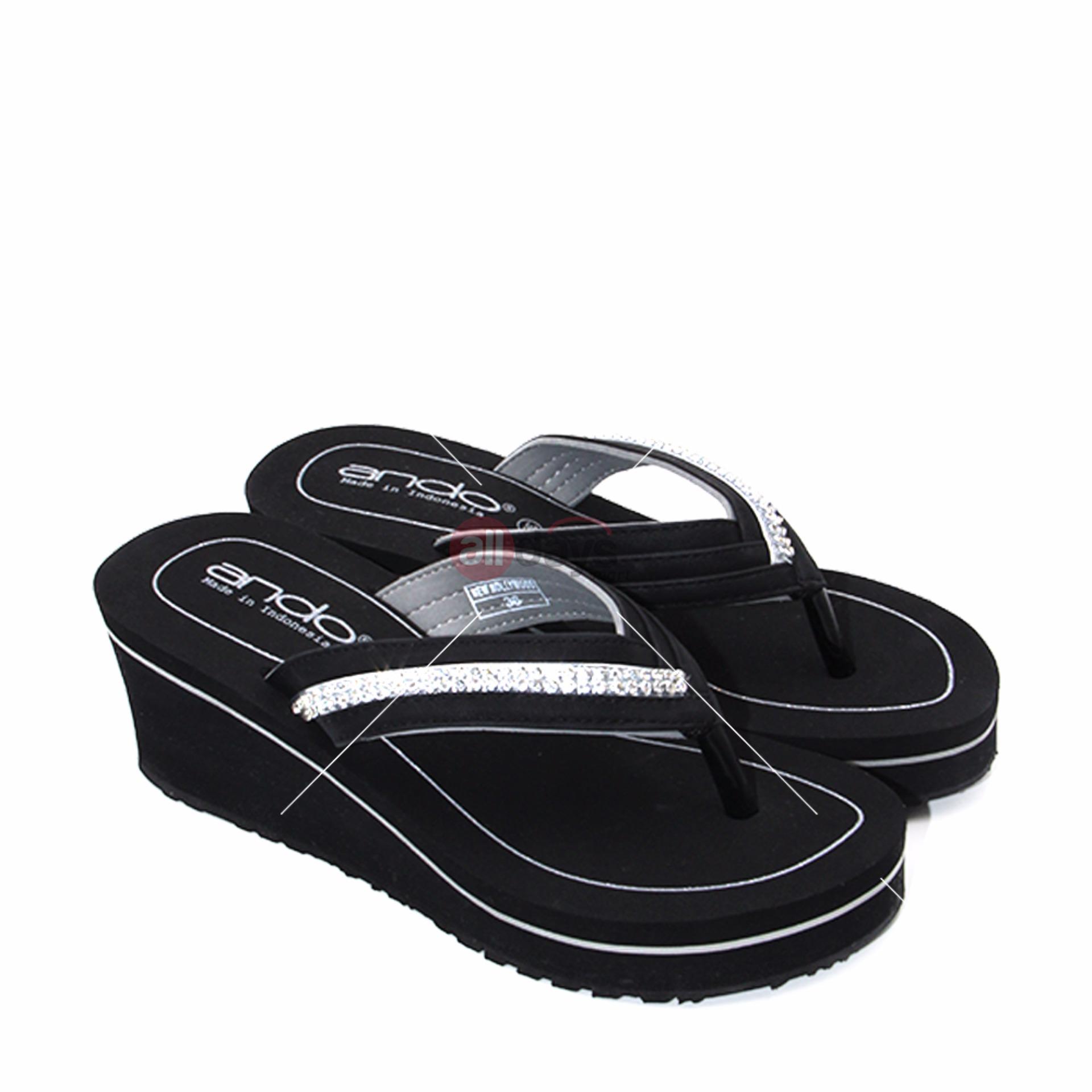 Ando Sandal Jepit Wanita Casual New Hollywood - Silver Size 36-40