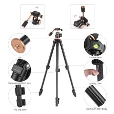Andoer 124 Cm/6ft Portabel Paduan Aluminium Ringan Tripod Kamera Perjalanan Berdiri dengan Bola Kepala Lempeng Rilis Cepat untuk Canon Nikon Sony DV- internasional