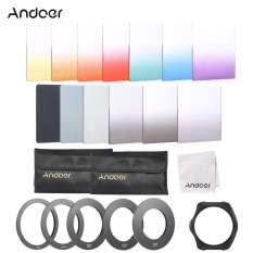 Andoer 13 Pcs Square Gradient Full Warna Filter Bundle Kit untuk COKIN P Series dengan Filter Holder + Adapter Ring (52mm/58mm/62mm/67mm/72mm) + Tas Penyimpanan + Cleaning Cloth-Intl
