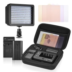 Andoer 160 Video Camera Light Lamp 10.5W Dimmable 5600K with 4600mAh F750 /Charger/3 Filter/Adapter/Padded Bag for Canon Nikon Sony DSLR Studio Photo Figure Portrait Lighting - intl