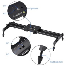 Andoer 40 Cm/15.7in Logam Campuran Aluminium Portabel Kamera Penggeser Trek Dolly Stabilizer Sistem Rel Max. beban 6Kg/1.3lb untuk Nikon Canon Sony DSLR Kamera Camcorder DV Film Video Membuat-Intl