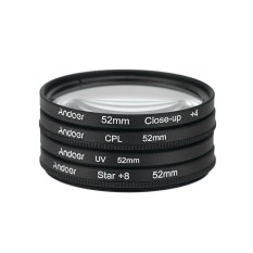 Andoer 52 Mm UV + CPL + Close-Up + 4 + Bintang 8-Point Filter Filter Bundar Kit circular Filter Polarizer Penutup Makro-Up Bintang 8-Point Filter dengan Tas Untuk Nikon Canon Pentax Sony DSLR Kamera-Internasional