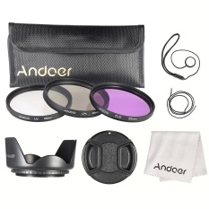 Andoer 55 Mm Perlengkapan Filter (UV + CPL + FLD) + Nylon Tas Kantung Kecil + Tutup Lensa + Tutup Lensa Pemegang + Penutup Lensa + Lensa Kain Lap-Intl