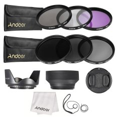Andoer 55mm Menggunakan Filter Lensa Kit UV + CPL + FLD + ND (ND2 ND4 ND8) With Membawa Kantong/Cap/tutup Lensa Pemegang/Tulip And Kerudung/kain Pembersih Lensa Karet
