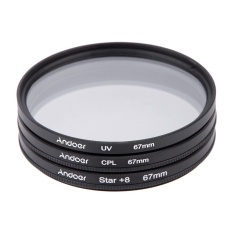 Andoer 67 Mm Set Filter Uv + CPL + Bintang 8-Point Perlengkapan Filter dengan