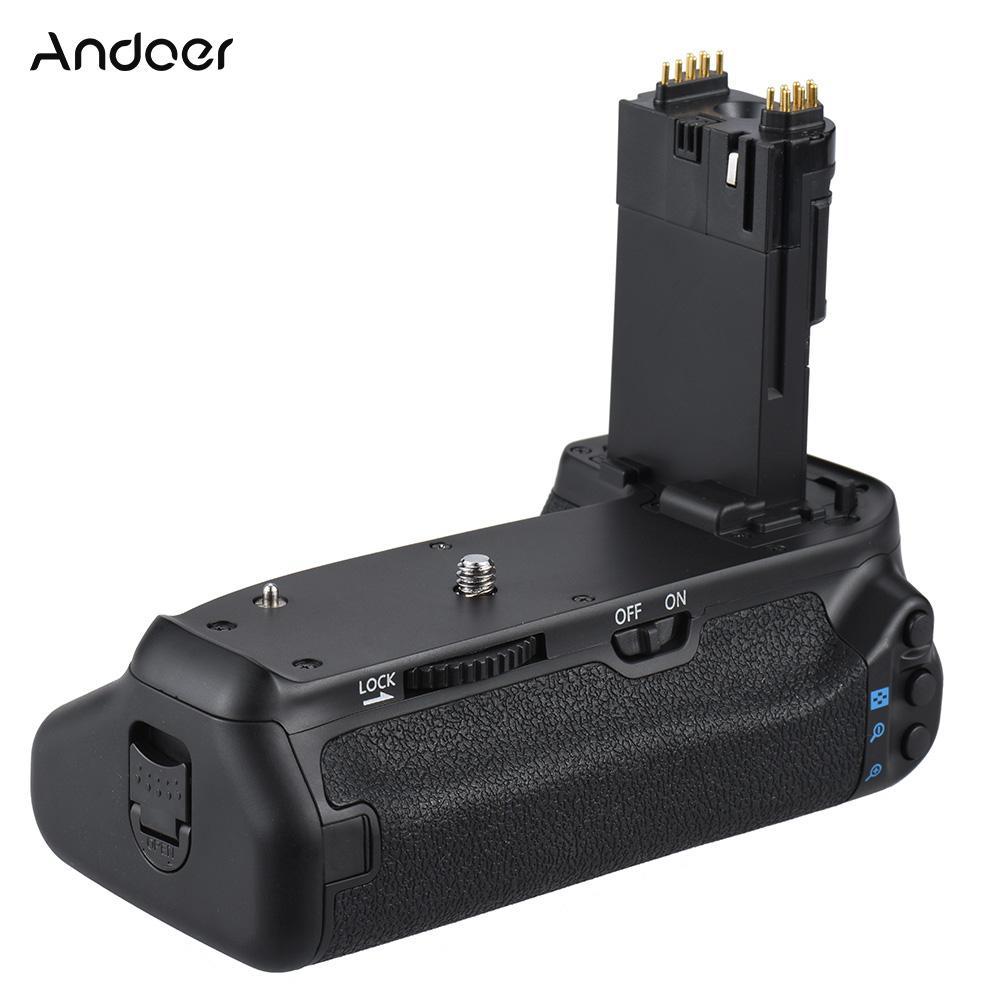 Andoer BG-1T Vertikal Grip Holder untuk Canon EOS 70D/80D DSLR Kamera Kompatibel dengan 2 * LP-E6-Intl