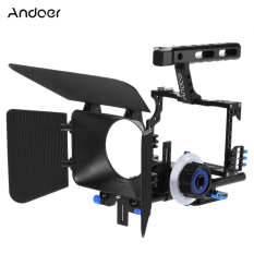 Andoer C500 Aluminium Paduan Kamera Camcorder Video Film Sistem Pembuatan Kandang Tali-temali Kit With 15mm Batang Mate Kotak Ikuti Fokus Pegangan For Panasonic GH4 FOR Sony A7S/A7/a7r/A7RII/A7SII-Internasional