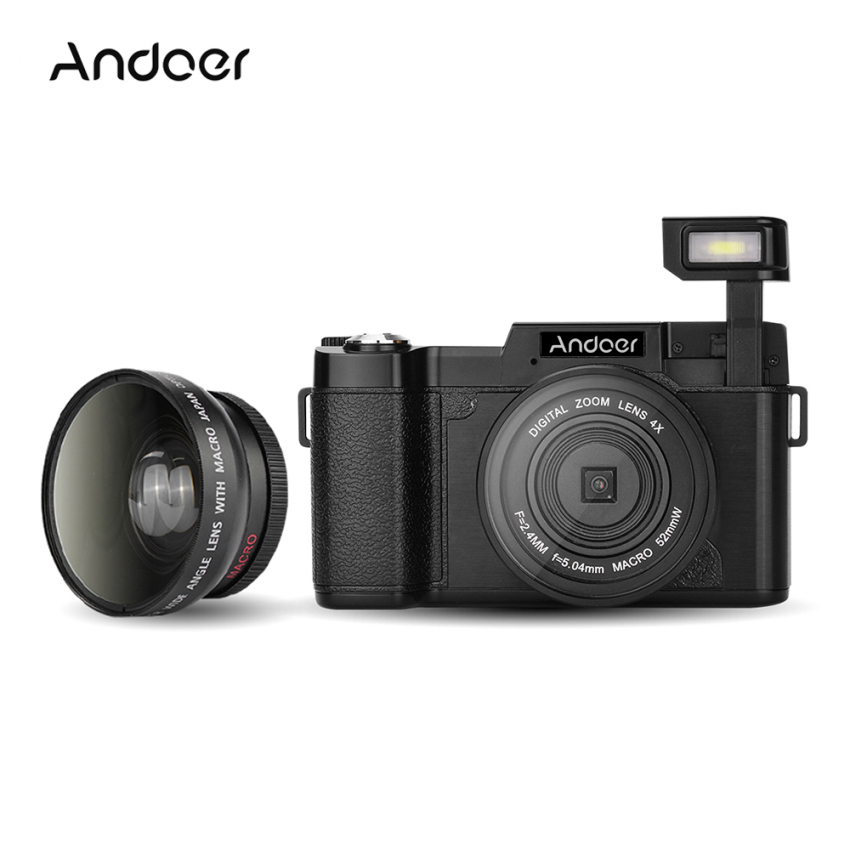 Andoer CDR2 1080 P 15fps HD Penuh 24 Megapiksel Kamera Digital 3.0 Inci Layar LCD Diputar Anti Goncangan 4 X Zoom Digital Imbo Ditarik Senter Video DV Cam Perekam Kamera With Lensa Wide-angle And Filter UV-Internasional