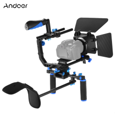 Andoer D102 Aluminium Alloy Kamera Camcorder Video Cage Kit Sistem Pembuatan Film dengan Cage Shoulder Pad 15mm Rod Matte Box Ikuti Focus Handle Grip untuk Canon Nikon DSLR-Intl