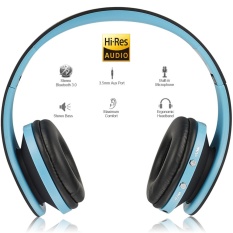 Andoer headphone Bluetooth Dapat Dilipat Headset Stereo Super Bass Bluetooth 3.0 Earphone Berkabel 3,5mm Bebas Genggam With MIC Hitam With Biru For I Phone 7 6 S Samsung S7 S6 Note 6 5 Laptop Notebook Biru