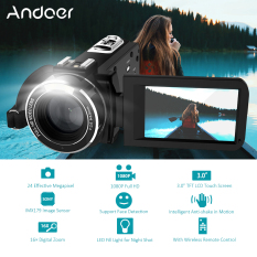 Andoer HDV-Z20 Portable 1080 P Full HD Kamera Video Digital Maksimal 24 Megapiksel 16? Zoom Digital Kamera 3.0 Inci LCD Diputar Menggunakan Remote Control Layar Sentuh Mendukung Koneksi WiFi Unik Desain Sepatu Panas- Internasional