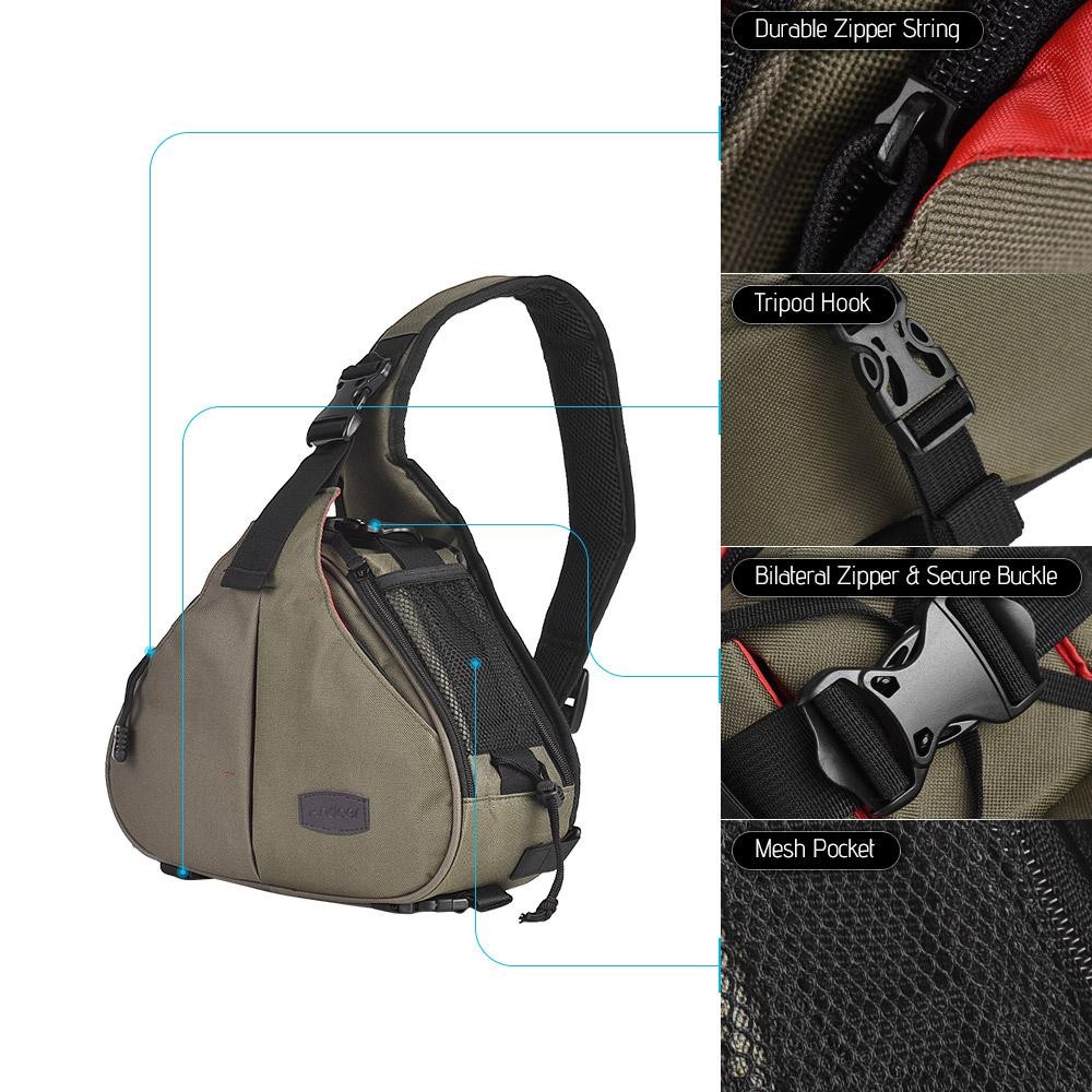 Andoer K1 Segitiga DSLR Kamera Tas Silang Sling Pembawa Kasus Anti Guncangan Anti-Air dengan Tripod Penahan untuk Canon Nikon Sony Olympus PENTAX-Internasional