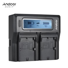 Andoer LP-E6 LP-E6N Ganda Channel Digital Kamera Pengisi Daya dengan Tampilan LCD untuk Canon EOS 5DII 5 DIII 5DS 5DSR 6D 7DII 60D 80D 70D-Internasional