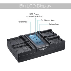 Andoer LP-E6 LP-E6N NPFW50 NP-FW50 4-Channel Digital Kamera Pengisi Daya dengan Tampilan LCD untuk Canon 5 DIII 5DS 5DSR 6D 7DII 80D 70D untuk Sony �7 �7r �7sii �7ii �6500 A6300-Internasional