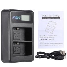 Andoer LP-E6 Isi Ulang Tampilan Paket Charger 2-Slot Kabel USB Perlengkapan untuk Canon EOS 6D 7D 70D 60D 5D Mark III Mark II digital SLR Kamera Outdoorfree-Intl