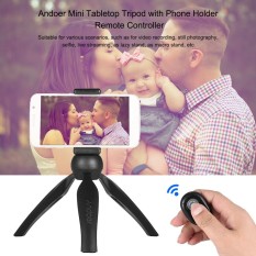 Andoer Mini Tabletop Tripod Phone Holder Remote Controller 1/4