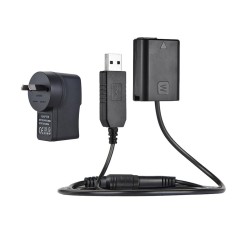 Andoer NP-FW50 Dummy + 5 V 3A Kabel Adaptor Daya USB dengan Daya Steker Penggantian untuk AC-PW20 untuk Sony NEX-3 /5/6/7 Seri A33 A37 A35 A55 A7 A7R A7II A6000 A6300-Internasional