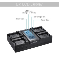 Andoer NP-FW50 NPFW50 4-Channel Digital Kamera Pengisi Daya dengan Tampilan LCD untuk Sony �7 �7r �7sii �7ii �6500 a6300 �7rii NEX Seri-Internasional