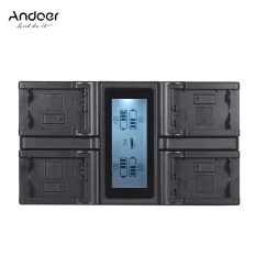 Andoer NP-FW50 NPFW50 4-Channel Kamera Digital Charger dengan Display LCD untuk Sony α7 α7R α7sII α7II α6500 A6300 α7RII NEX Seri Outdoorfree-Intl