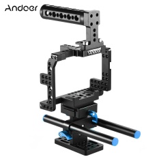 Andoer Protective Video Camera Cage Stabilizer Protector w/ Top Handle/ 15mm Rod Rail/ Baseplate for Sony A7II A7RII A7SII A7S A7R A7 ILDC Mirrorless Camcorder Outdoorfree^
