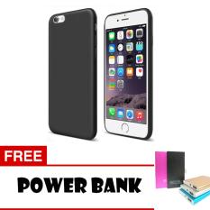 Anti Fingerprint Ultraslim Hybrid Case Baby Soft Babby Skin Softase Silicon Matte for Apple iPhone 6 / 6s - Black + Free Powerbank