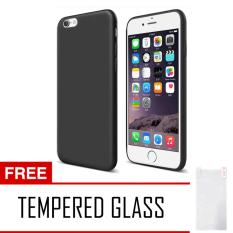 Anti Fingerprint Ultraslim Hybrid Case Baby Soft Babby Skin Softase Silicon Matte for Apple iPhone 7 - Black + Free Tempered Glass