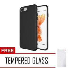 Anti Fingerprint Ultraslim Hybrid Case Baby Soft Babby Skin Softase Silicon Matte for Apple iPhone 7 Plus - Black + Free Tempered Glass