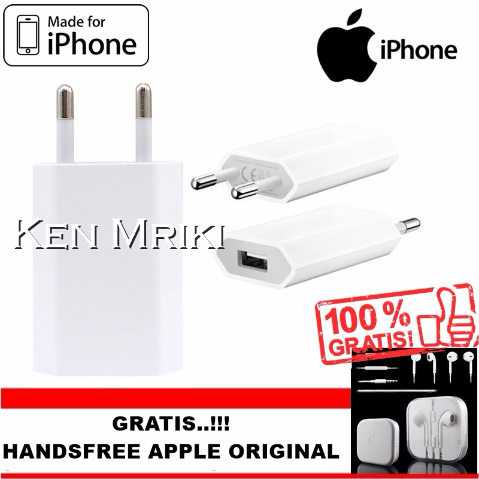 Apple Kepala Charger / Adapter for iPhone 4/4s/5/5s/6 + GRATIS!!! Handsfree Apple - Original