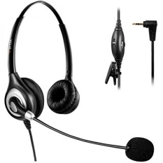Arama Telepon Headset dengan Mikrofon Telepon Kabel Headset untuk Panasonic Cordless Telepon dengan 2.5mm Jack Plus Banyak DECT Lainnya Telepon Polycom Grandstream Cisco Linksys SPA Zultys Gigaset IP-Intl