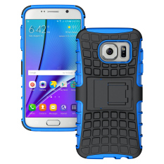 Gaya Baju Zirah Pelindung Case Belakang TPU With Berdiri untuk Samsung Galaxy S7 Edge (biru + Hitam) -Internasional