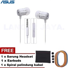 ASUS Headset Series In Ear Earphone with Microphone Original Zenfone 2 + Spiral Pelindung Kabel + Sarung Headset + Earbuds