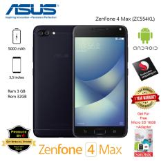Asus Zenfone 4 Max ZC554KL 3/32GB Dual Camera 16 Megapixel Black Garansi Resmi Free Micro SD Sandisk 16 GB + Adapter