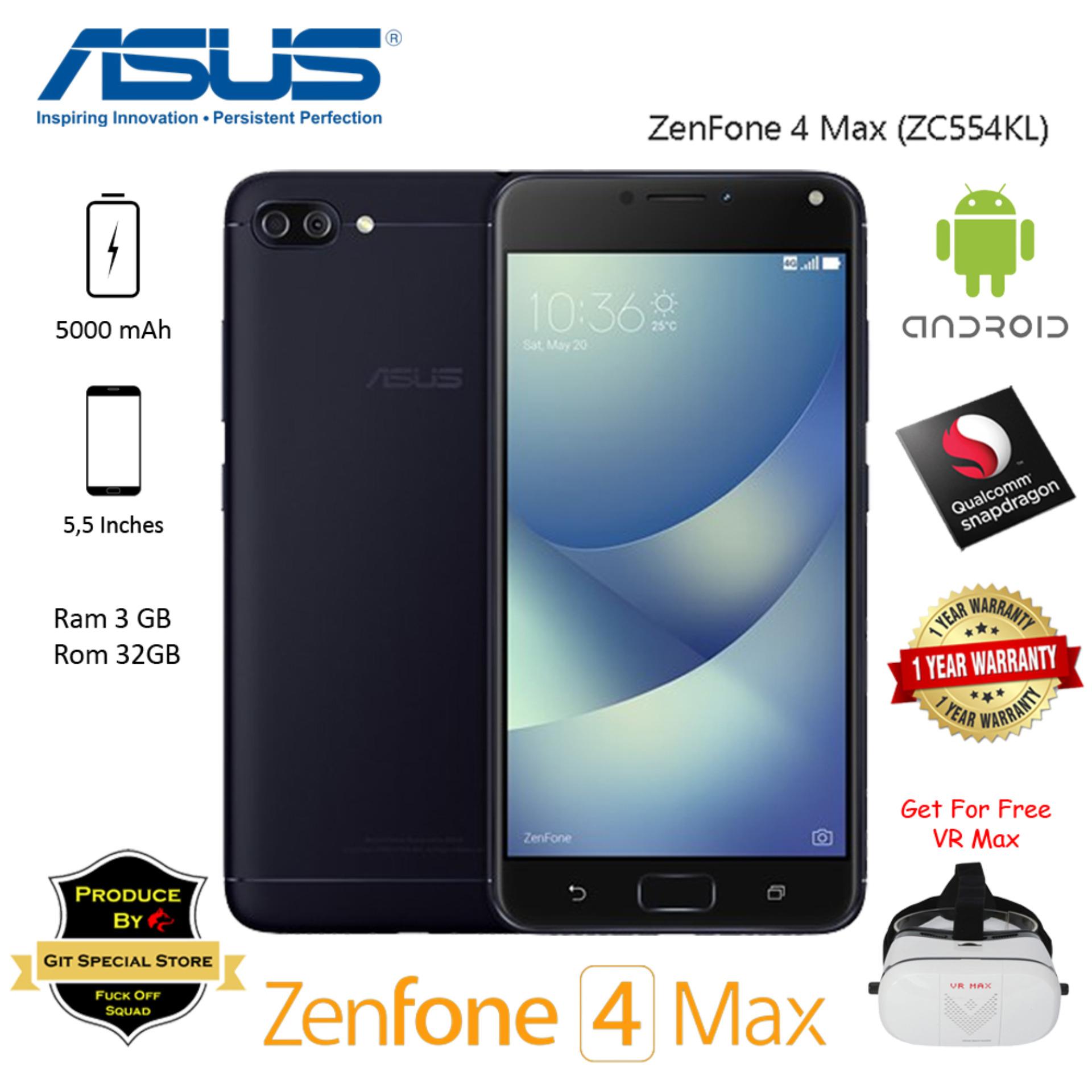 Asus Zenfone 4 Max ZC554KL 3/32GB Dual Camera 16Megapixel Garansi Resmi Free VR Max Feel The Fun!
