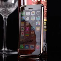 Asuwish Kasus Mewah Transparan Clear View Flip Cover Elektroplating Hard Cermin untuk IPhone 6/6 S-Intl