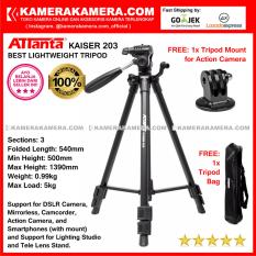 ATTanta Kaiser 203 Light Weight Tripod Video Camera Max Height 1390mm Free Bag and Tripod Mount for DSLR and Mirrorless Canon Nikon Sony Panasonic Fujifilm and Action Camera GoPro Brica Xiaomi Yi