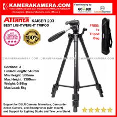 ATTanta Kaiser 203 Light Weight Tripod Video Camera Max Height 1390mm Free Bag for DSLR and Mirrorless Canon Nikon Sony Panasonic Fujifilm and Action Camera GoPro Brica Xiaomi Yi