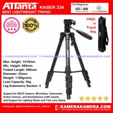 ATTanta Kaiser 234 Light Weight Tripod Video Camera Max Height 1410mm Free Bag for DSLR and Mirrorless Canon Nikon Sony Panasonic Fujifilm and Action Camera GoPro Brica Xiaomi Yi