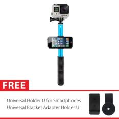 Attanta SMP-08 Tongsis Titanium With Foldable Holder for GoPro - Xiaomi Yi - SJ4000/SJ5000 - Smartphone - Biru