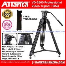 ATTanta VD-2500 Video Tripod Original Max Height 1540mm + Tripod Bag for Video Camera professional Panasonic MDH2 PV100 Sony HCV2500
