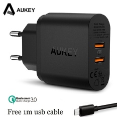 AUKEY 36 W Fast Charger Quick Charge 3.0 Dual USB Wall Charger untuk SAMSUNG Galaxy S8 Xiaomi Mi5 Redmi 4X IPhone LG HTC Huawei Dll PA-T16-Intl