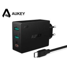 Aukey Charger USB 2 Port 1 Port Type C 2 4A QC3 0 AiPower - PA-Y4 - Black / Hitam Casan Fast Charging Hp Handphone Smartphone Berkualitas Original