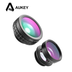 AUkEy PL-A1 Mini Clip-on Optik Lensa Kamera Ponsel Kit 180 Derajat Fisheye Lens + 110 Gelar Wide Angle + 10x Lensa Makro For Ponsel