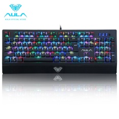 AULA Keyboard Gaming Rsmi Wings Of Liberty Mekanik 104 Tombol RGB Warna-warni LED Cahaya Hitam (berganti Biru)