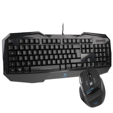 Aula Killing Soul Behead Series Wired USB Silent / Non-slip Keyboard with Blu-ray Backlight + 500-1000Hz Return Rate 7D Game Mouse Combo Kit, German Language - intl
