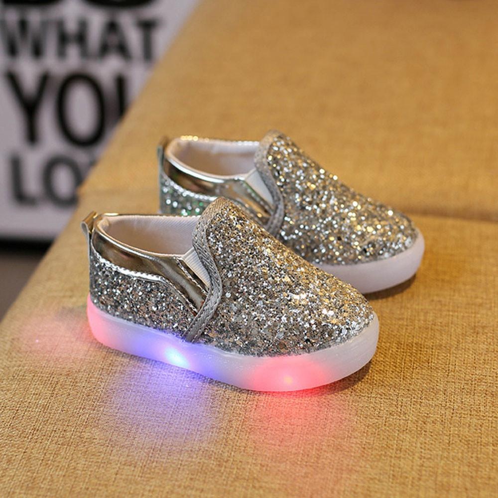 Baby Fashion Sneakers LED Luminous Anak Balita Kasual Warna-warni Lampu Sepatu