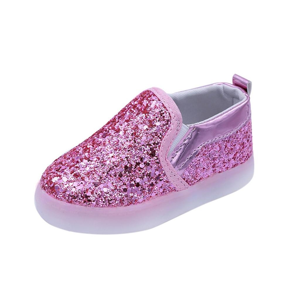 Baby Fashion Sneakers LED Luminous Anak Balita Kasual Warna-warni Lampu Sepatu