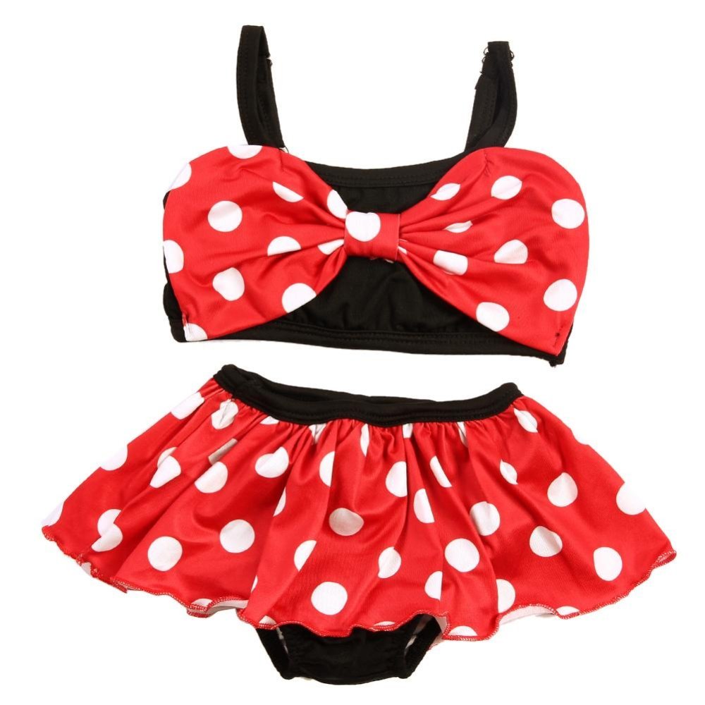 Baby Grils Musim Panas Renang Bikini Dot Dicetak Dress Suit Mandi Suit-Intl