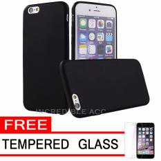 Anti Fingerprint Ultraslim Hybrid Case Baby Soft Babby Skin Softase Silicon Matte for Apple iPhone 6 / 6s - Black + Free Tempered Glass