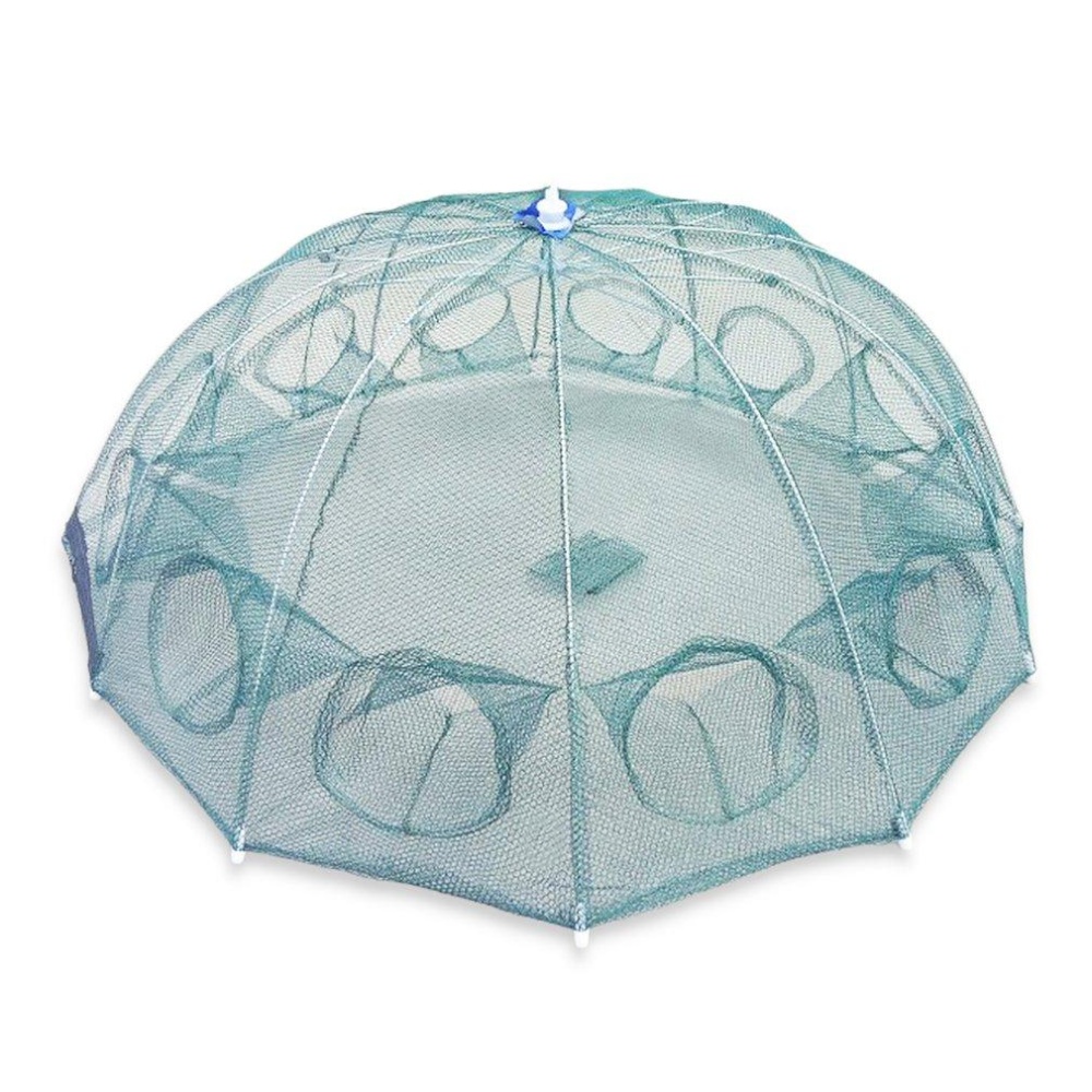 BAIK 12 Lubang Nilon Automatic Fishing Net Udang Kandang Lipat Fishing Cast Net-Intl